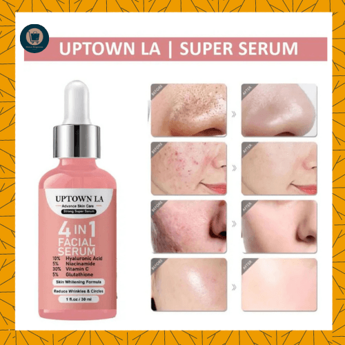UPTOWN LA 4IN1 Super Skin Glowing Serum | 5% Niacinamide, 30% Vitamin C 10%, Vitamin E 10% & HA | 30 ml - premium item from Noroze Emporium