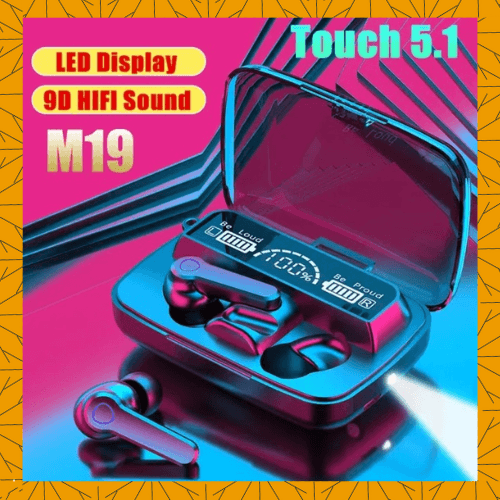 M19 TWS Wireless Earbuds Earphone Bluetooth Touch Control Wireless LED Display Touch - premium item from Noroze Emporium