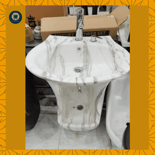 Marbella Gold-Veined Pedestal Basin