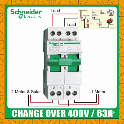 Change Over Breaker Schneider Double Pole 400V / 63A Changeover Breaker for 2 Meters Changeover Switch Single Phase 220V-400V